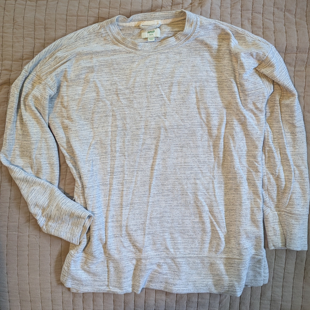Aerie Light Gray Textured Knit Top